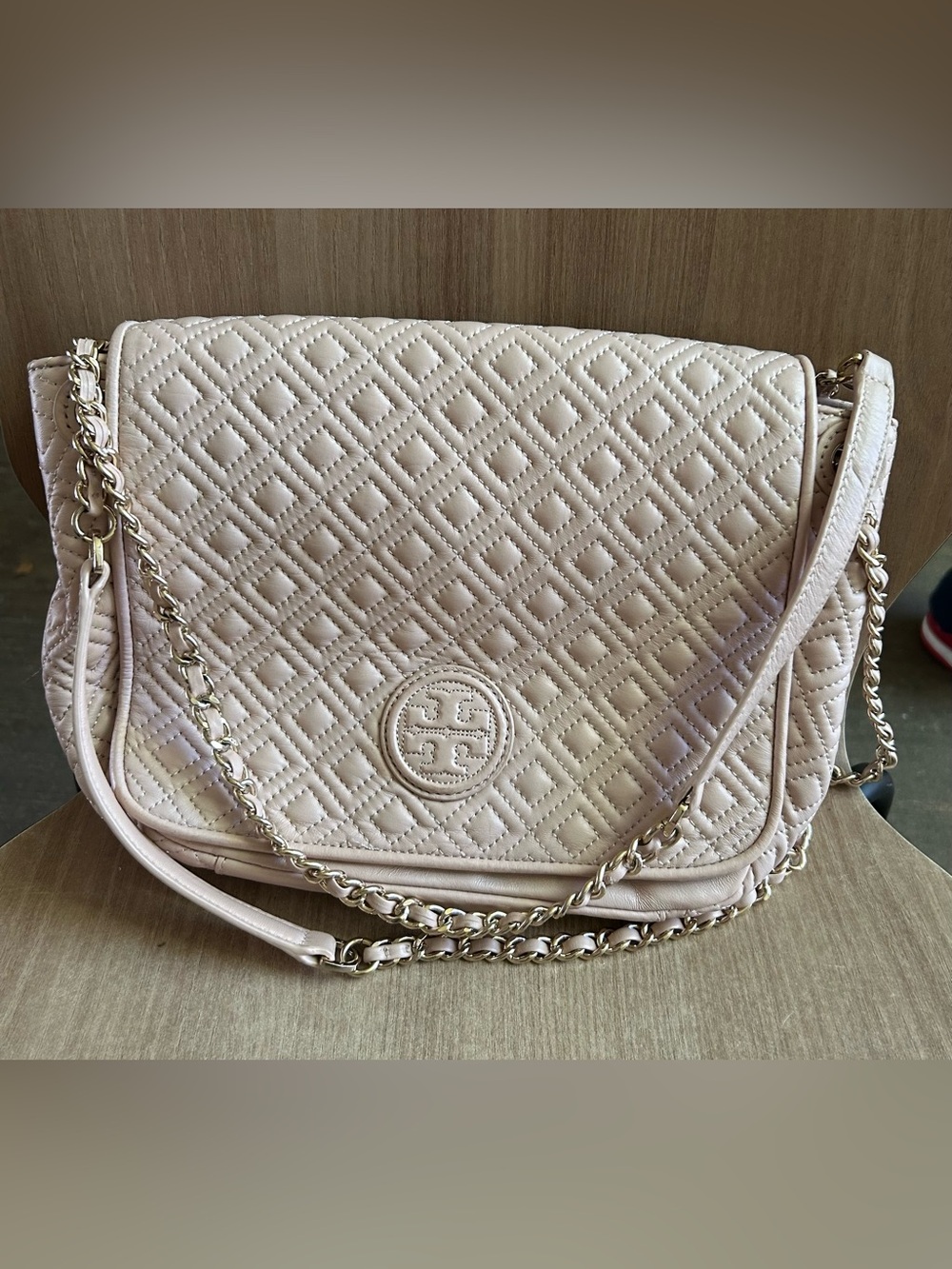 Tory Burch Quilted Pink Chain Shoulder Bag